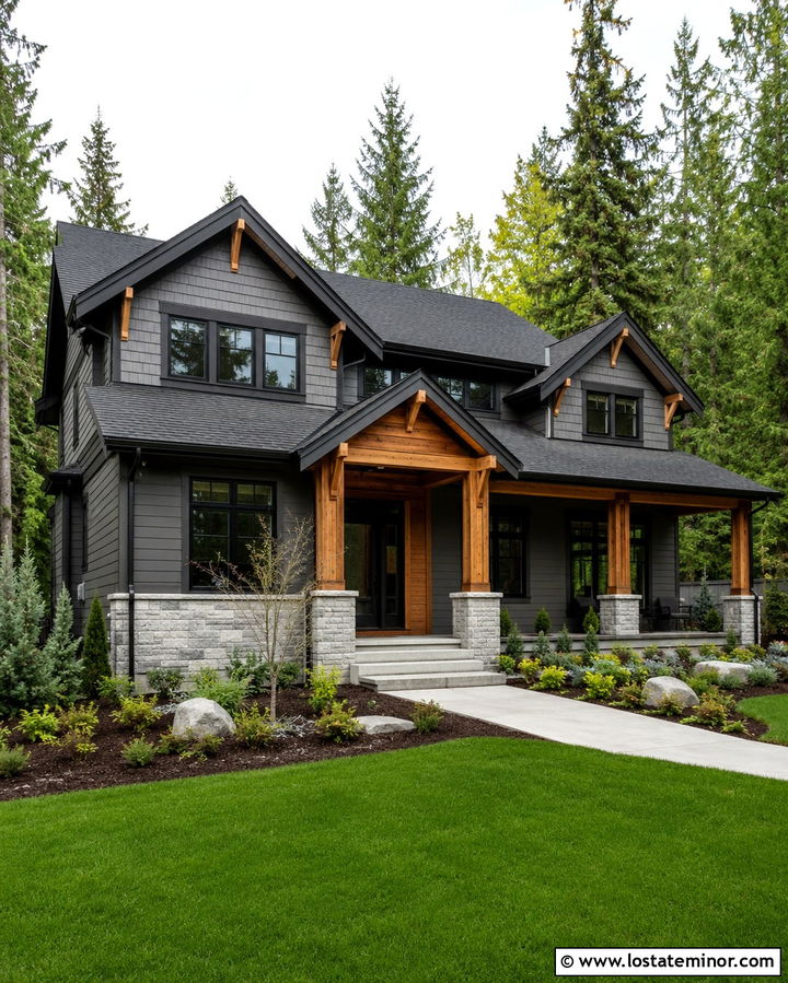 Slate Gray House With Cedar Trim - 30 Slate Grey House Design With Shingles Ideas