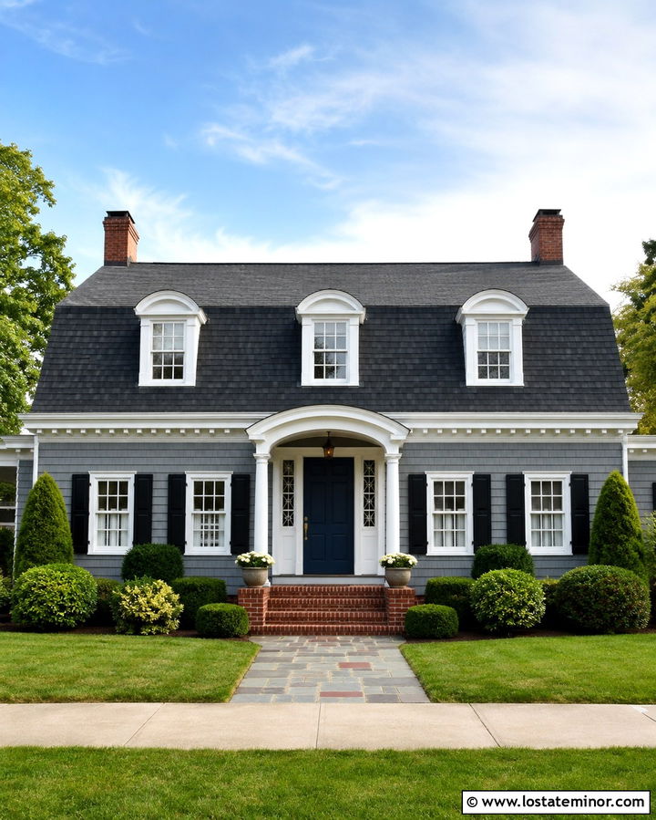 Slate Gray House With Gambrel Roof Shingles - 30 Slate Grey House Design With Shingles Ideas