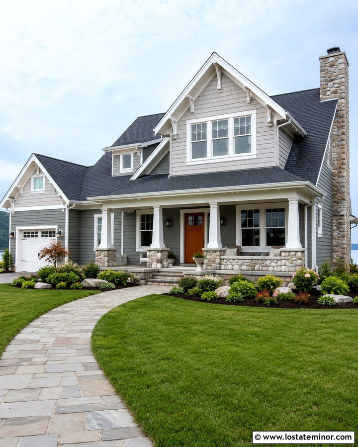Slate Gray House With Gray Shingle Siding - 30 Slate Grey House Design With Shingles Ideas