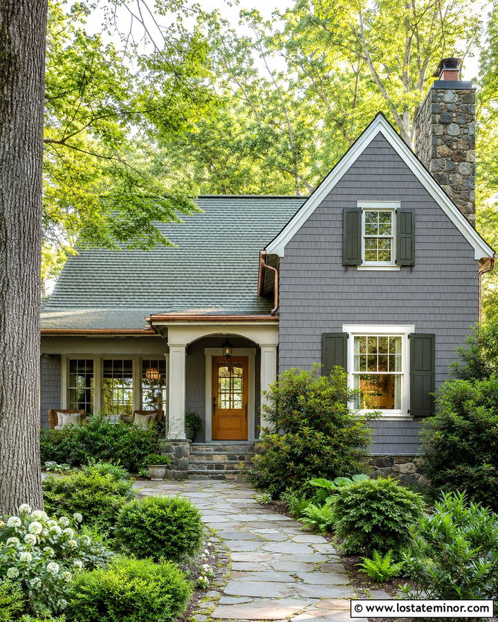 Slate Gray House With Green Shingles - 30 Slate Grey House Design With Shingles Ideas