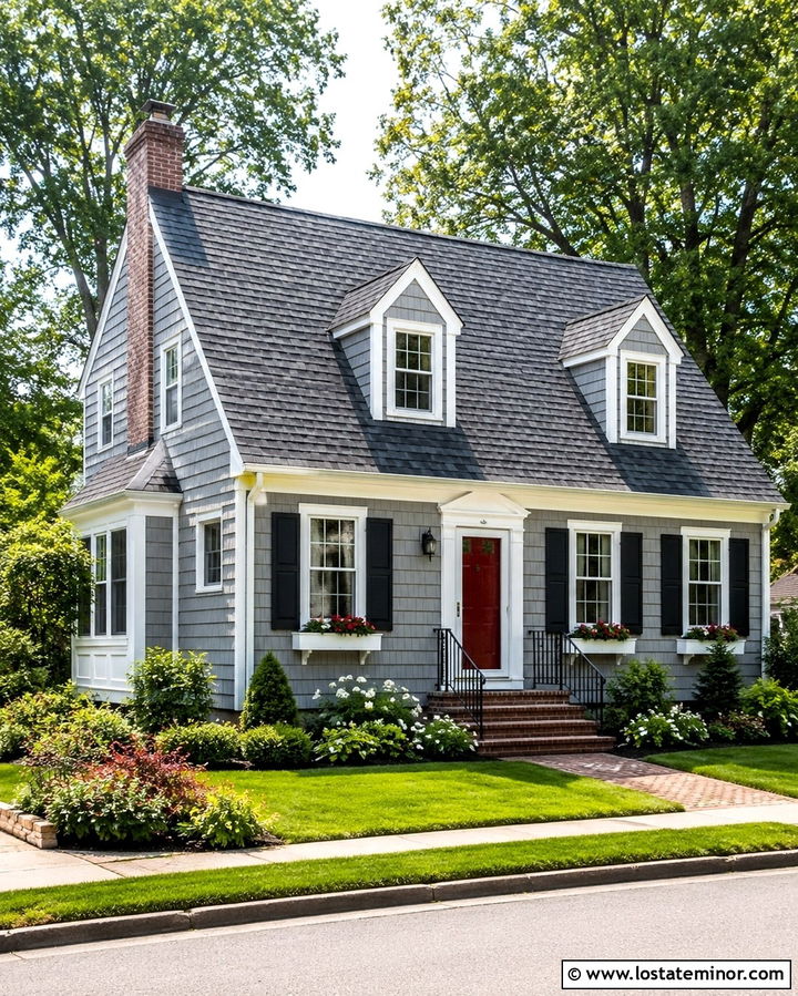 Slate Gray House With Red Front Door - 30 Slate Grey House Design With Shingles Ideas