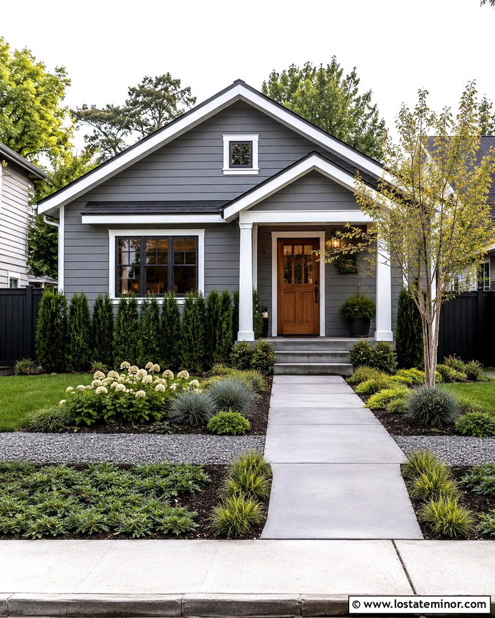 Slate Gray House With Small Front Yard - 30 Slate Grey House Design With Front Yard Ideas