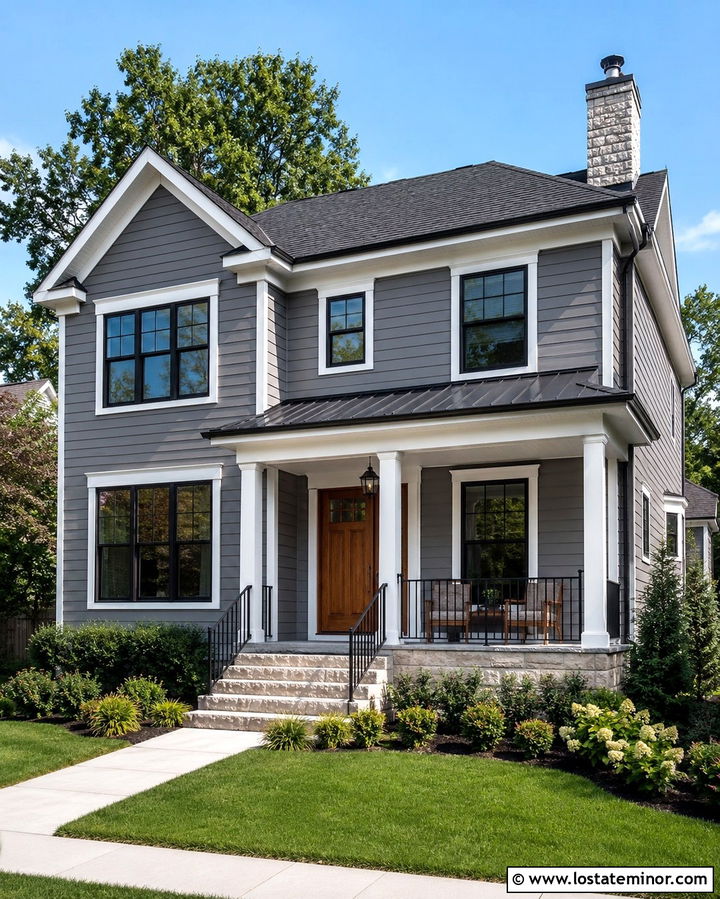 Slate Gray House With White Trim - 30 Slate Grey House Design With Shingles Ideas