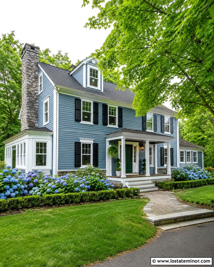 Slate Gray New England House With Stone Foundation - 30 Slate Grey House Design With Stone Accents Ideas