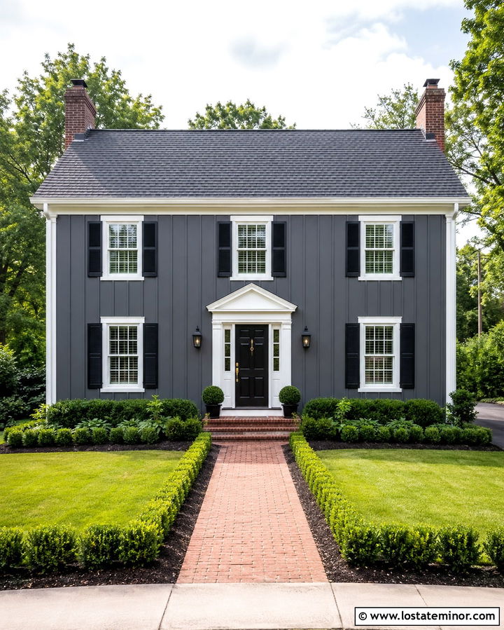 Slate Grey Board And Batten Colonial House - 30 Slate Grey House Design With Board and Batten Ideas