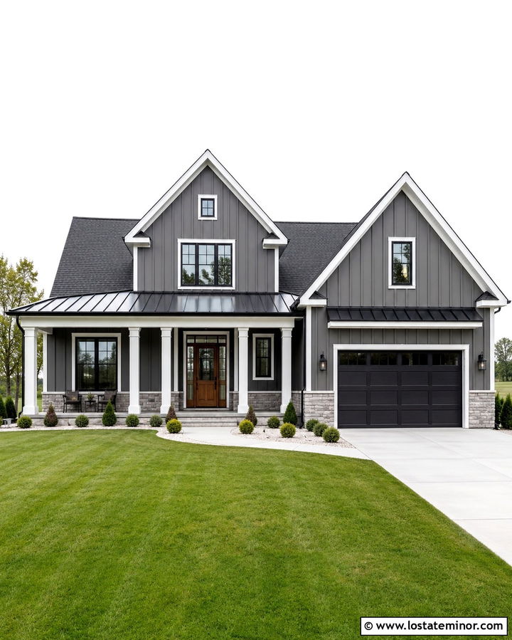 Slate Grey Board And Batten House With Gables - 30 Slate Grey House Design With Gables Ideas