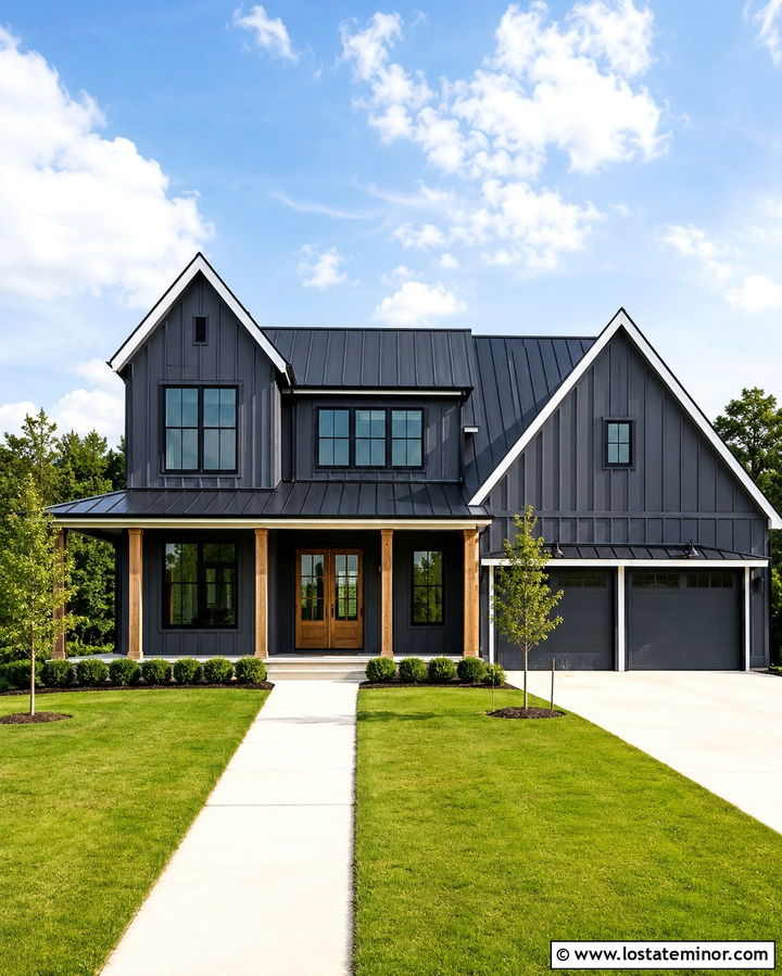 Slate Grey Board And Batten Modern Farmhouse - 30 Slate Grey House Design With Board and Batten Ideas