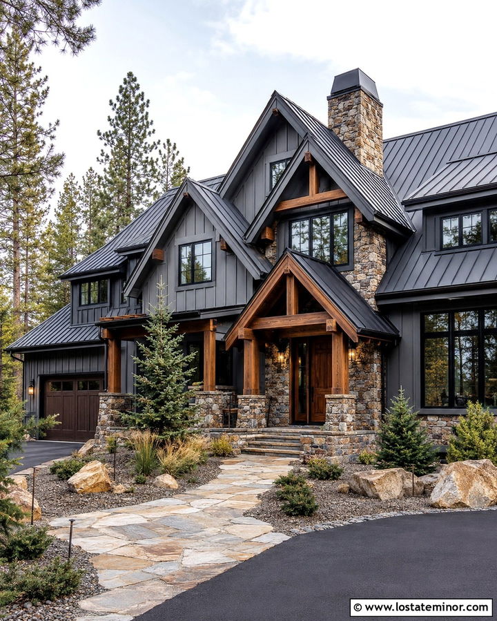Slate Grey Board And Batten Mountain House - 30 Slate Grey House Design With Board and Batten Ideas
