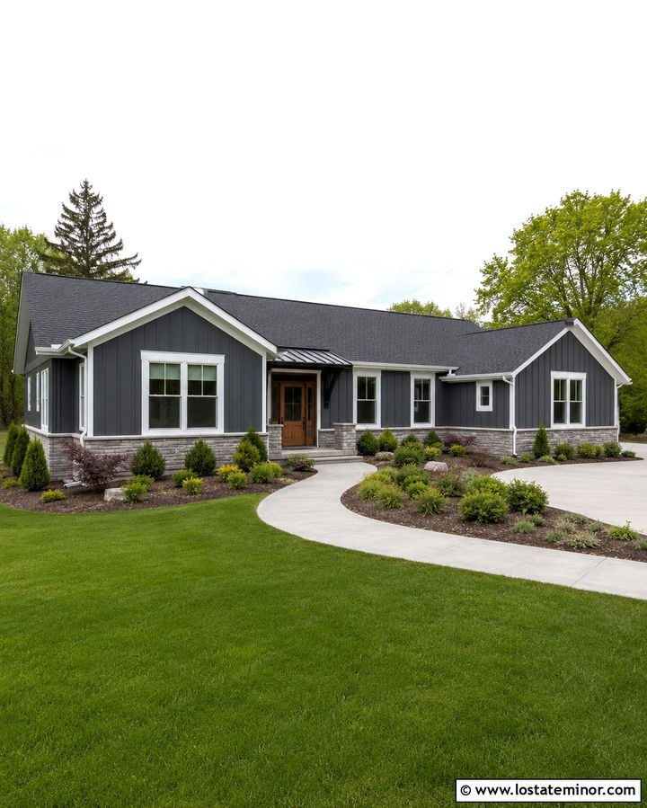 Slate Grey Board And Batten Ranch House - 30 Slate Grey House Design With Board and Batten Ideas