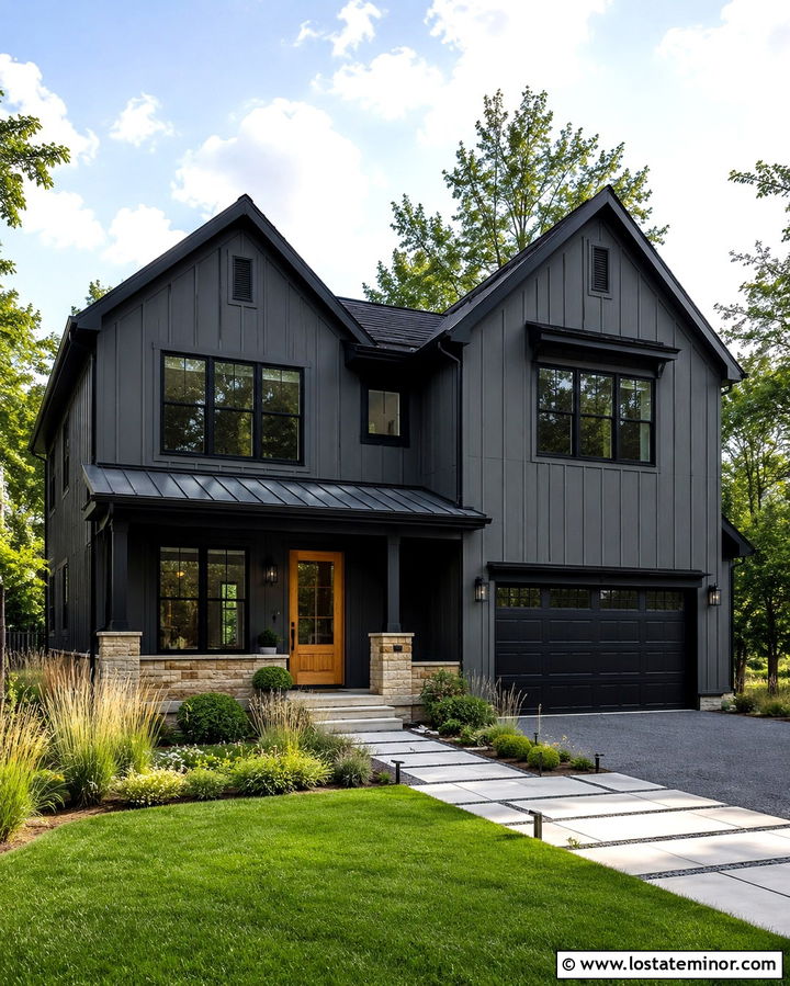 Slate Grey Board And Batten With Black Trim - 30 Slate Grey House Design With Board and Batten Ideas