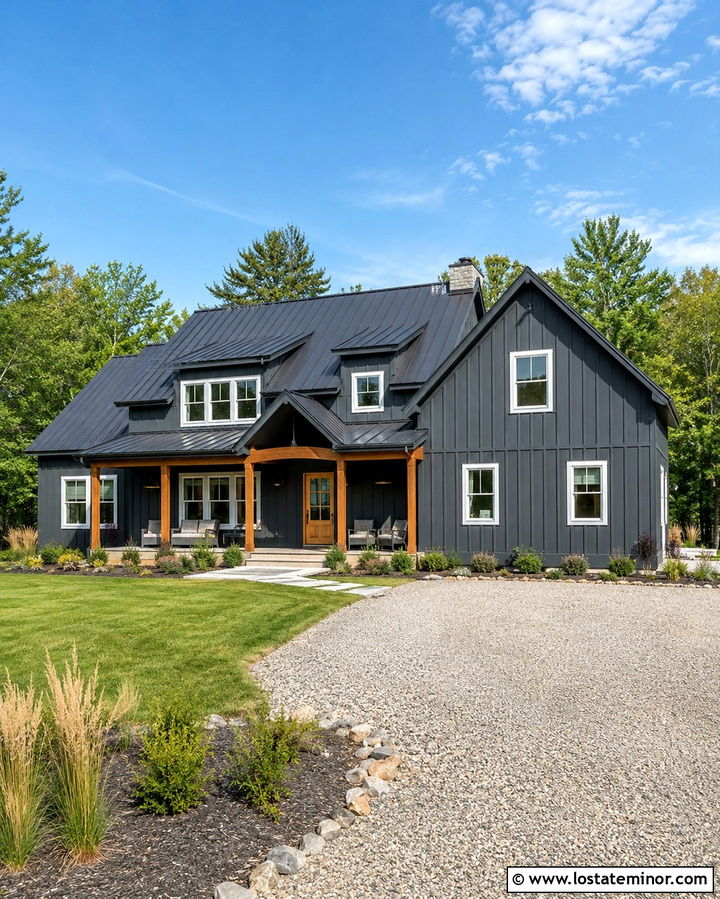 Slate Grey Board And Batten With Metal Roof - 30 Slate Grey House Design With Board and Batten Ideas