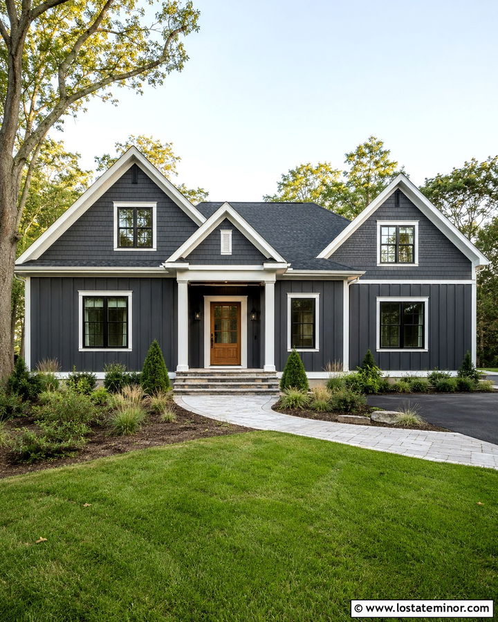 Slate Grey Board And Batten With Shake Siding - 30 Slate Grey House Design With Board and Batten Ideas