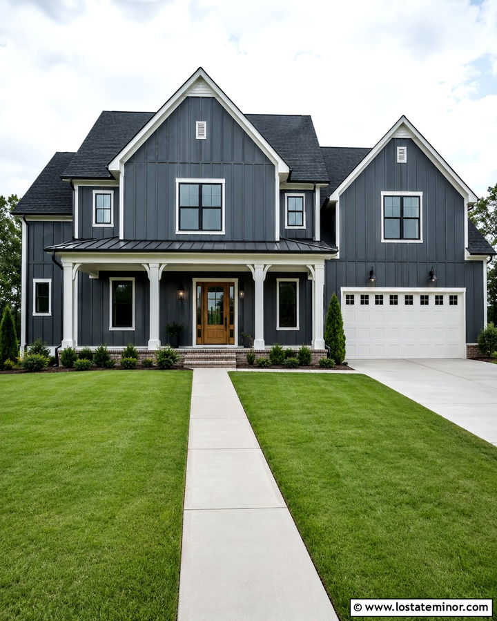 Slate Grey Board And Batten With White Trim - 30 Slate Grey House Design With Board and Batten Ideas