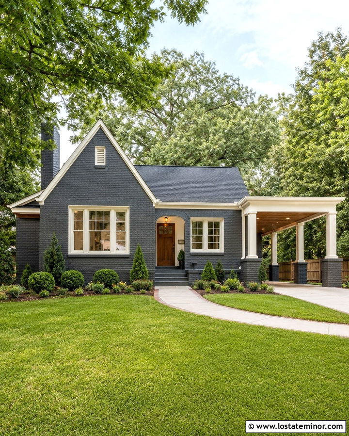 Slate Grey Brick House With Carport - 30 Slate Grey House Design With Carport Ideas