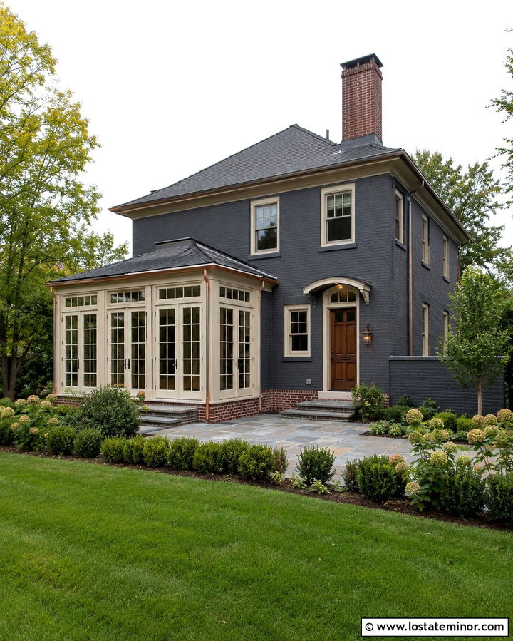 Slate Grey Brick House With Rear Sunroom - 30 Slate Grey House Design With Sunroom Ideas