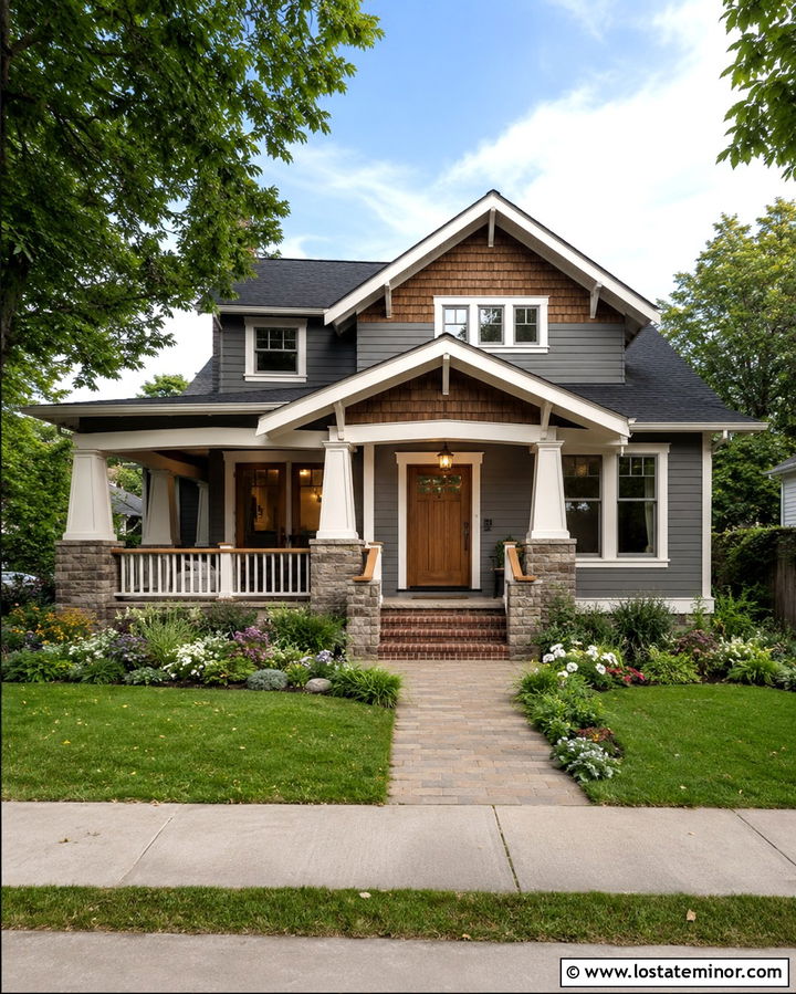 Slate Grey Bungalow With Cedar Shake Porch - 30 Slate Grey House Design With Cedar Shake Ideas