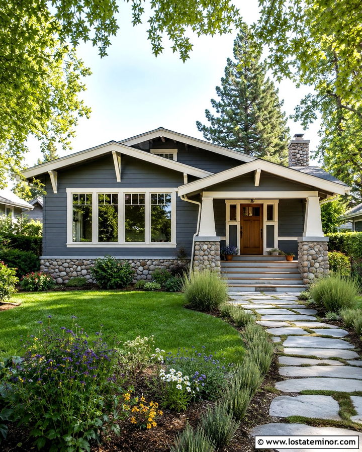 Slate Grey Bungalow With Front Sunroom - 30 Slate Grey House Design With Sunroom Ideas