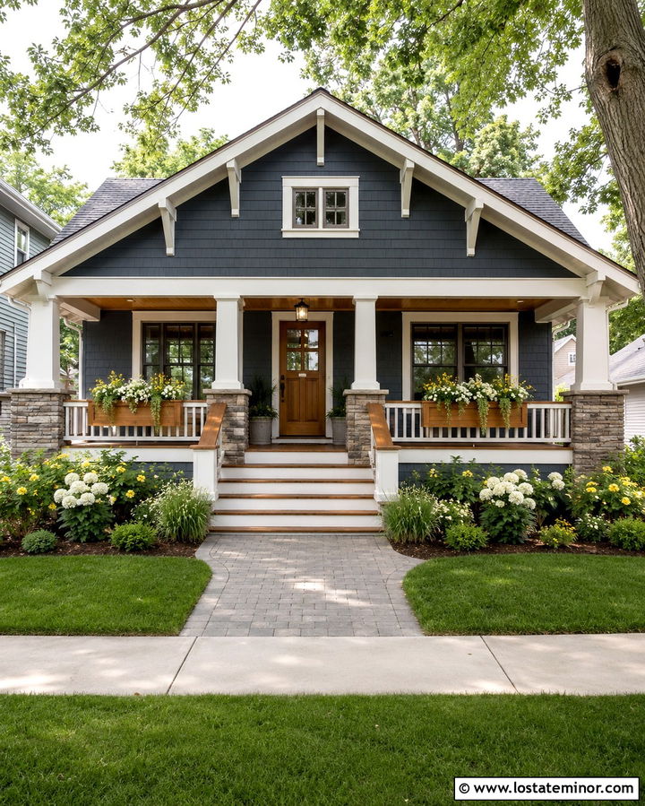 Slate Grey Bungalow With Window Boxes - 30 Slate Grey House Design With Window Boxes Ideas
