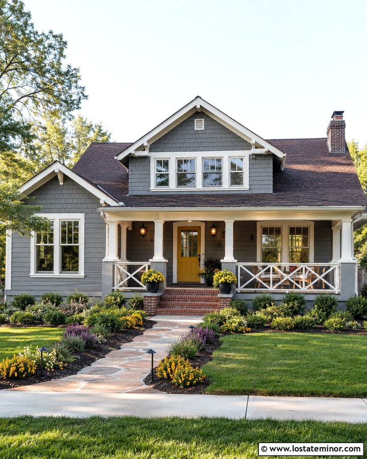 Slate Grey Bungalow With X Railings - 30 Slate Grey House Design With Railings Ideas