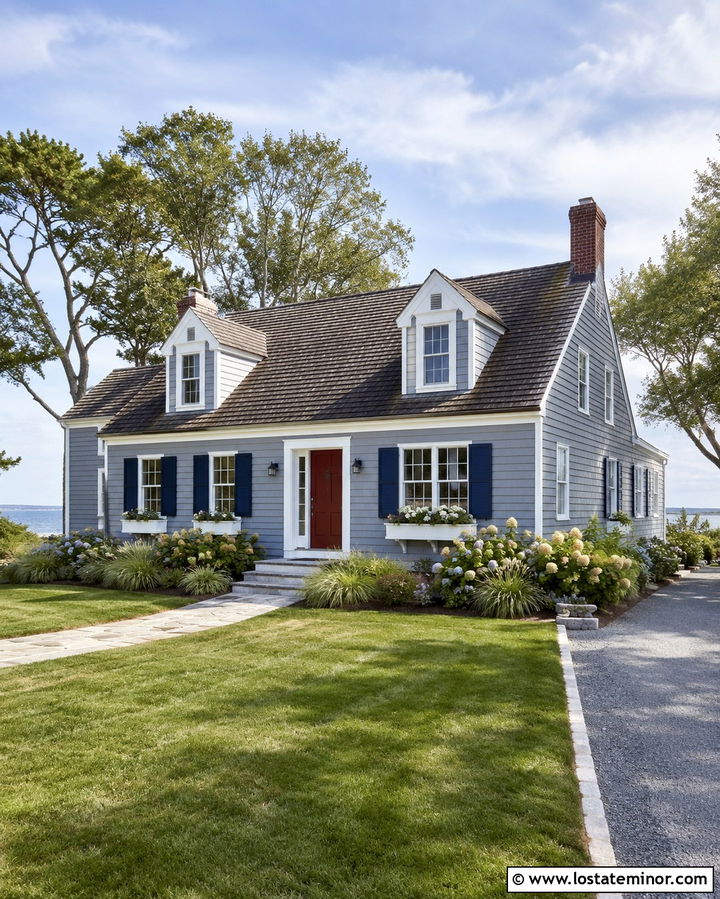 Slate Grey Cape Cod House With Gables - 30 Slate Grey House Design With Gables Ideas