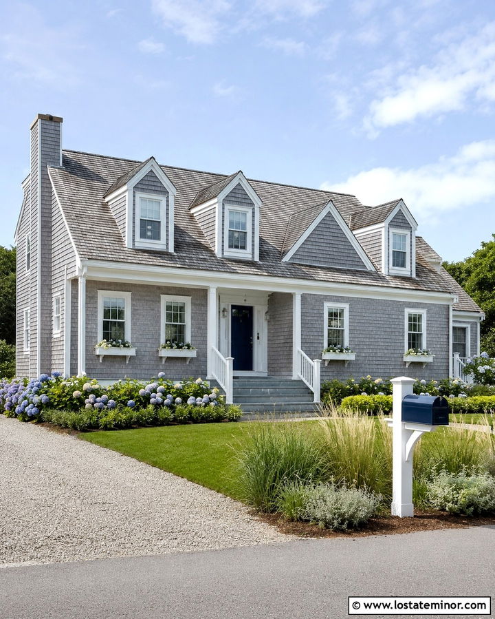 Slate Grey Cape Cod With Navy Mailbox - 30 Slate Grey House Design With Mailbox Ideas