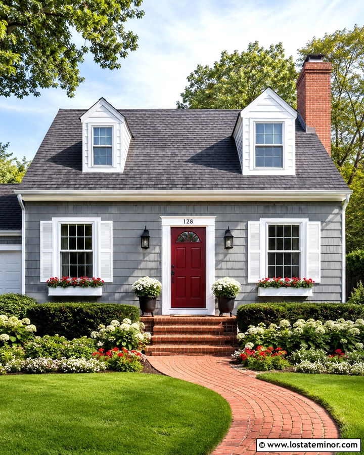 Slate Grey Cape Cod With Numbers Over The Door - 30 Slate Grey House Design With House Numbers Ideas