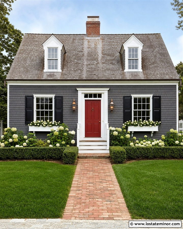 Slate Grey Cape Cod With Onion Lanterns - 30 Slate Grey House Design With Light Fixtures Ideas