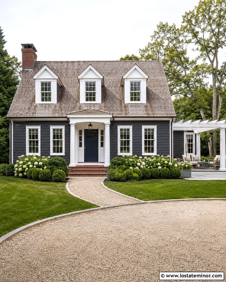 Slate Grey Cape Cod With Pergola - 30 Slate Grey House Design With Pergola Ideas