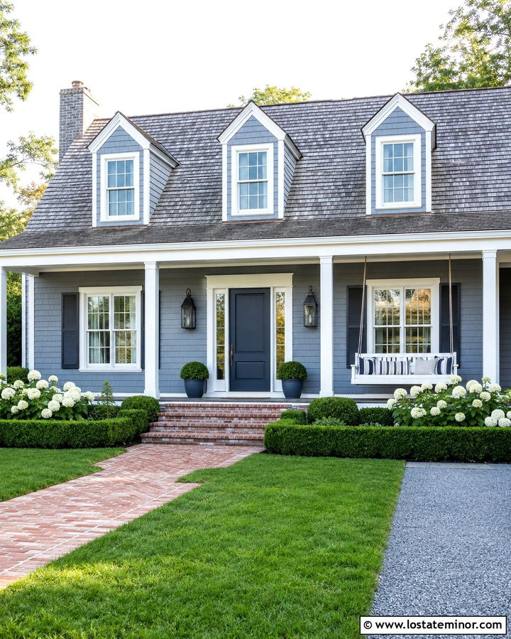Slate Grey Cape Cod With Rope Swing - 30 Slate Grey House Design With Swing Ideas