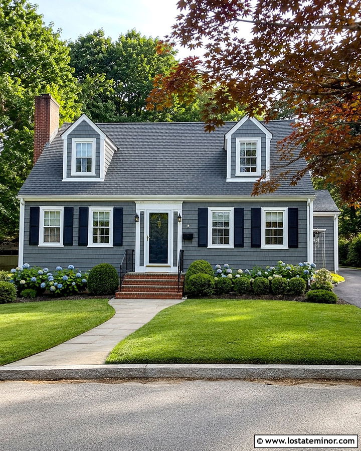Slate Grey Cape Cod With White Storm Door - 30 Slate Grey House Design With Storm Door Ideas