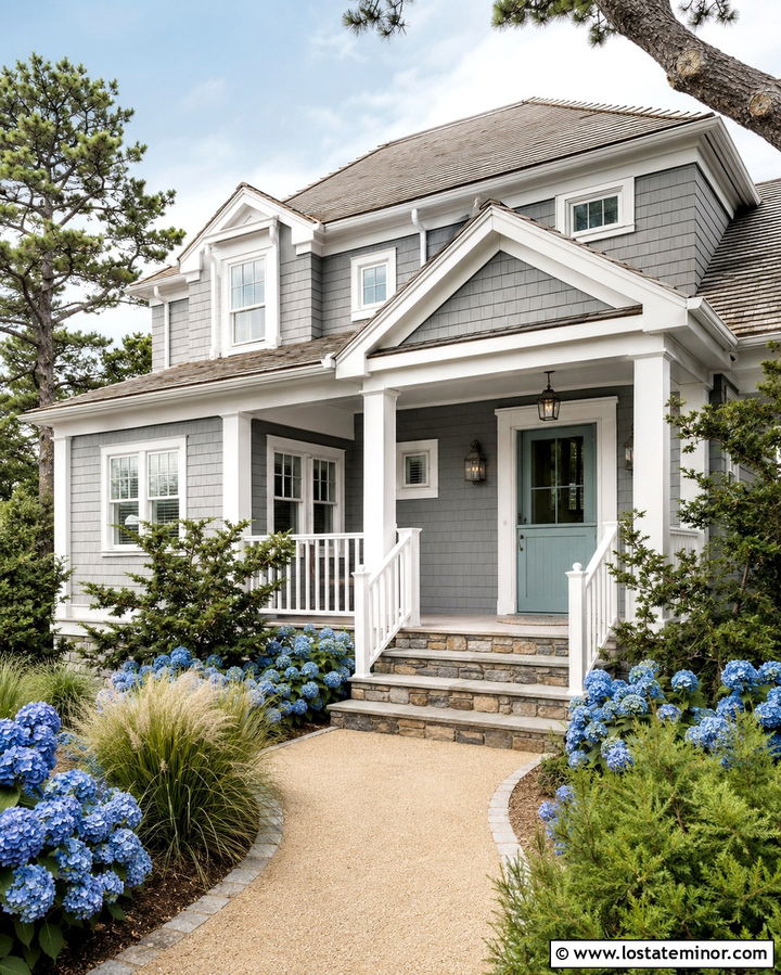 Slate Grey Coastal House With Aqua Dutch Door - 30 Slate Grey House Design With Dutch Door Ideas