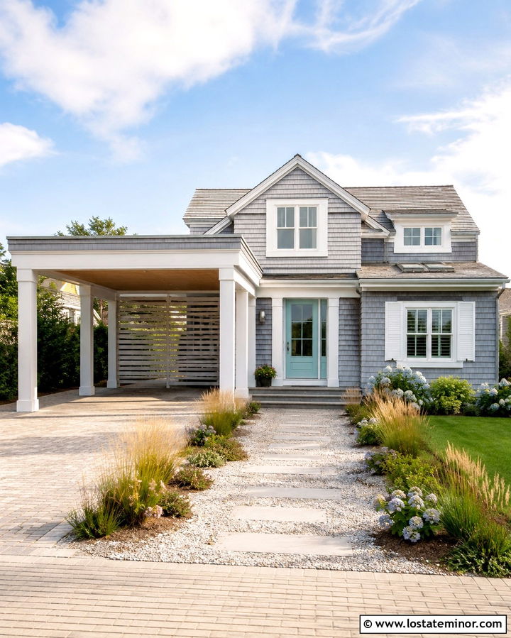 Slate Grey Coastal House With Breezy Carport - 30 Slate Grey House Design With Carport Ideas