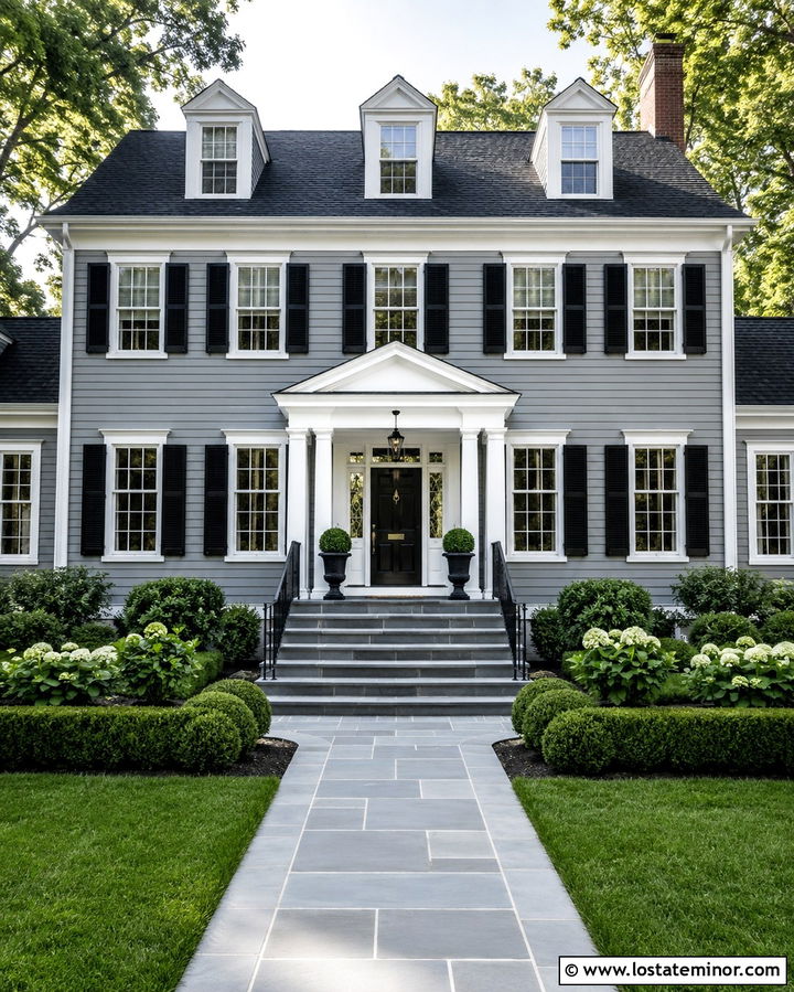Slate Grey Colonial With Bluestone Steps - 30 Slate Grey House Design With Steps Ideas