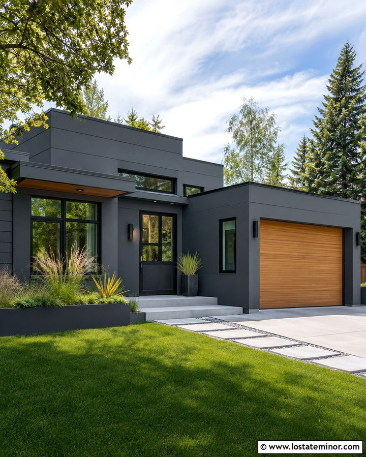 Slate Grey Contemporary House With Glass Dutch Door - 30 Slate Grey House Design With Dutch Door Ideas