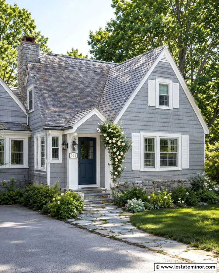 Slate Grey Cottage With Ceramic Number Tiles - 30 Slate Grey House Design With House Numbers Ideas