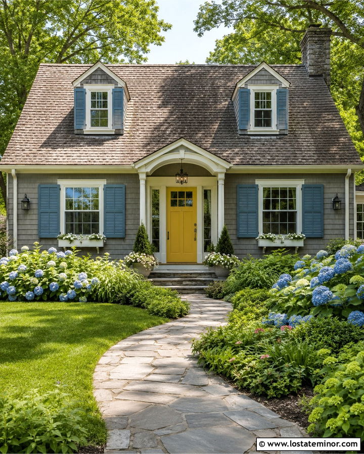 Slate Grey Cottage With Dusty Blue Shutters - 30 Slate Grey House Design With Shutters Ideas