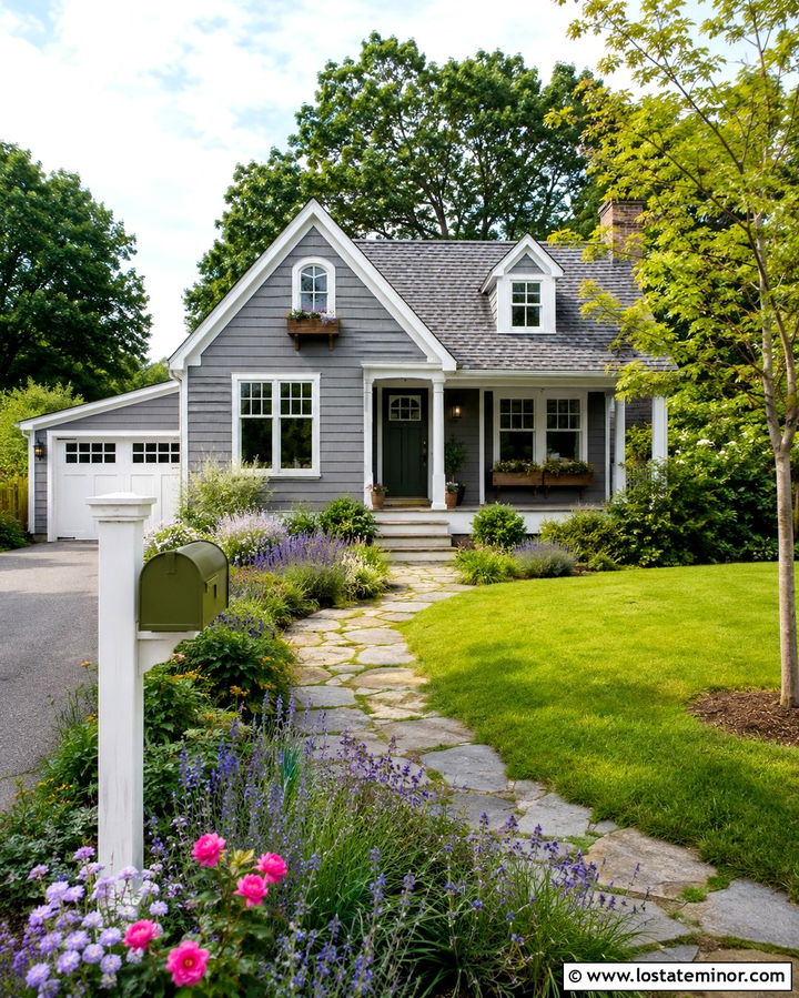 Slate Grey Cottage With Green Mailbox - 30 Slate Grey House Design With Mailbox Ideas