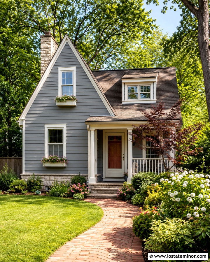 Slate Grey Cottage With Ivory Storm Door - 30 Slate Grey House Design With Storm Door Ideas