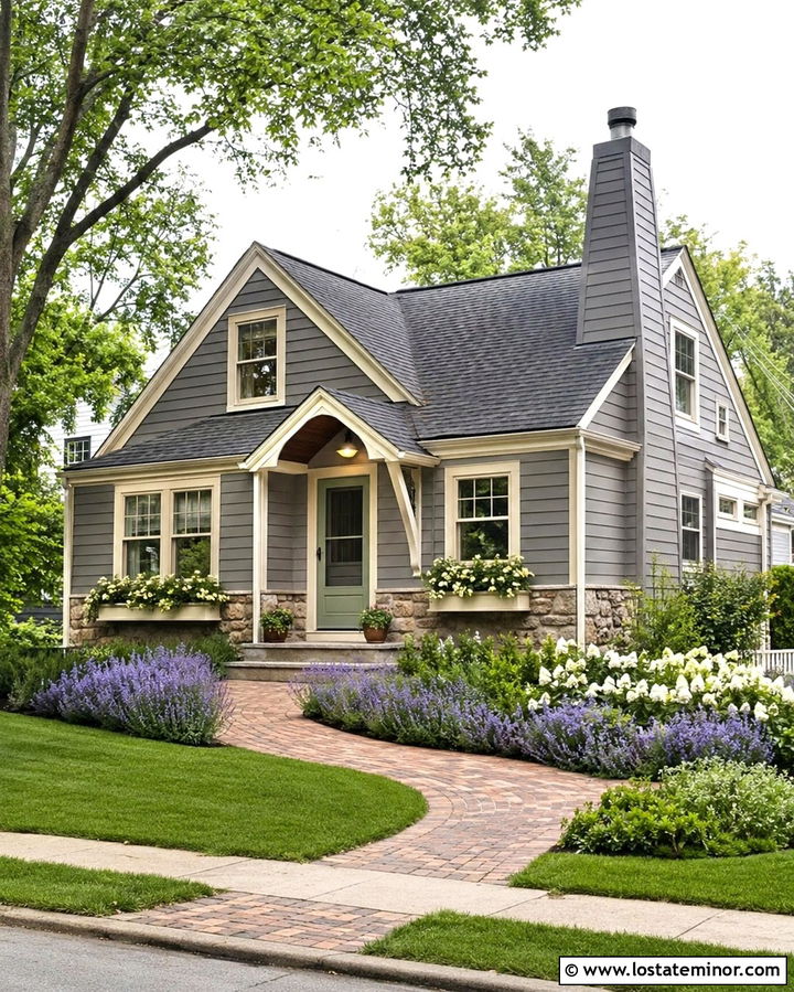 Slate Grey Cottage With Sage Green Storm Door - 30 Slate Grey House Design With Storm Door Ideas
