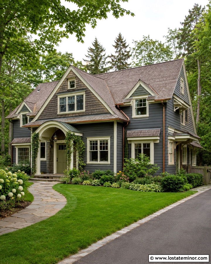 Slate Grey Cottage With Weathered Cedar Shakes - 30 Slate Grey House Design With Cedar Shake Ideas