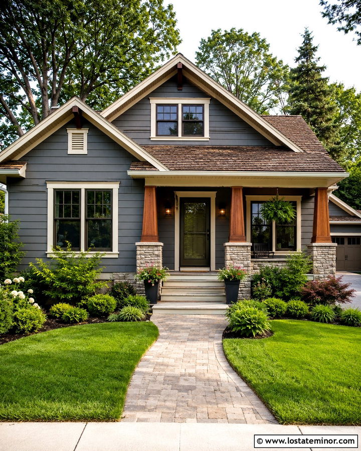 Slate Grey Craftsman With Bronze Storm Door - 30 Slate Grey House Design With Storm Door Ideas