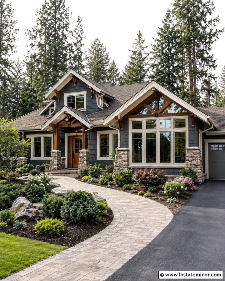 Slate Grey Craftsman With Gabled Sunroom - 30 Slate Grey House Design With Sunroom Ideas