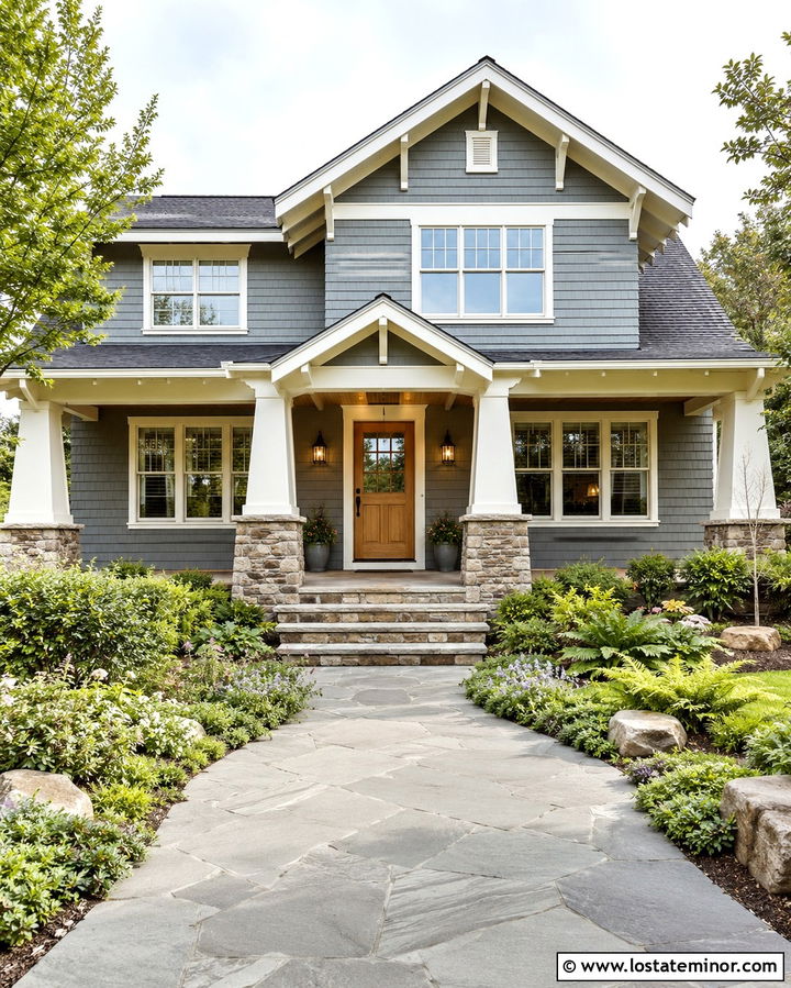 Slate Grey Craftsman With Natural Wood Dutch Door - 30 Slate Grey House Design With Dutch Door Ideas