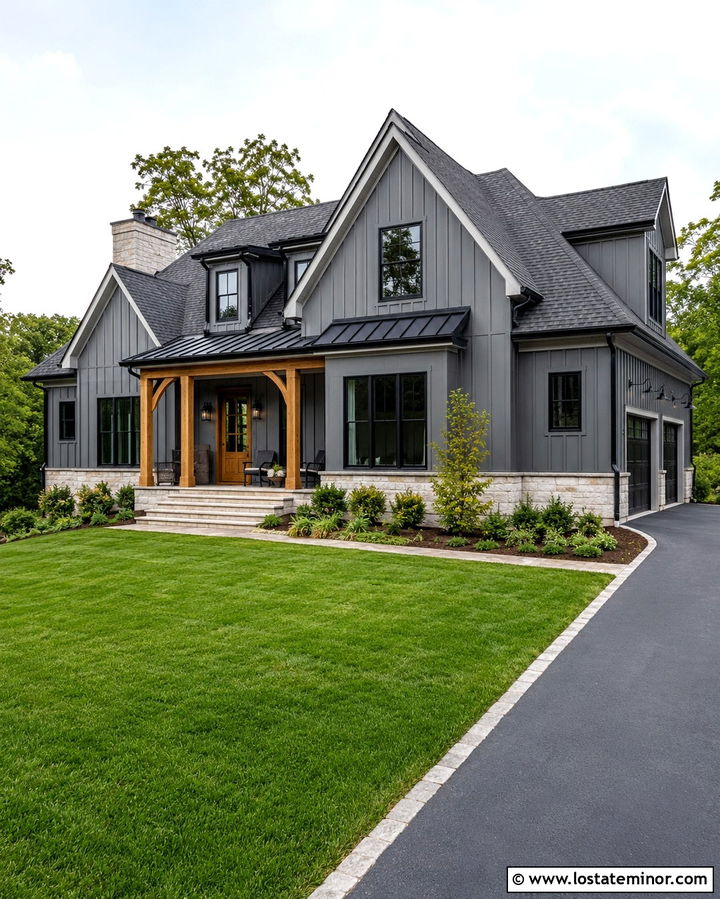 Slate Grey Farmhouse With Black Dormers - 30 Slate Grey House Design With Dormers Ideas