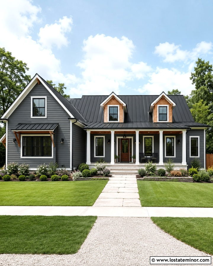 Slate Grey Farmhouse With Cedar Shake Dormers - 30 Slate Grey House Design With Cedar Shake Ideas