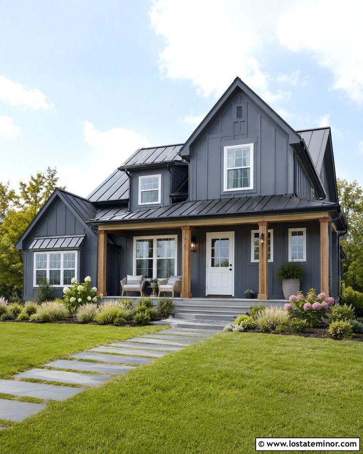 Slate Grey Farmhouse With White Dutch Door - 30 Slate Grey House Design With Dutch Door Ideas