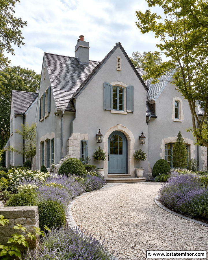 Slate Grey French Country House With Blue Dutch Door - 30 Slate Grey House Design With Dutch Door Ideas