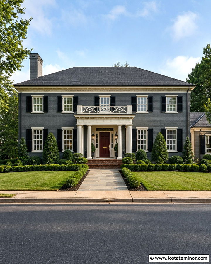 Slate Grey Georgian House With Burgundy Front Door - 30 Slate Grey House Design With Front Door Ideas