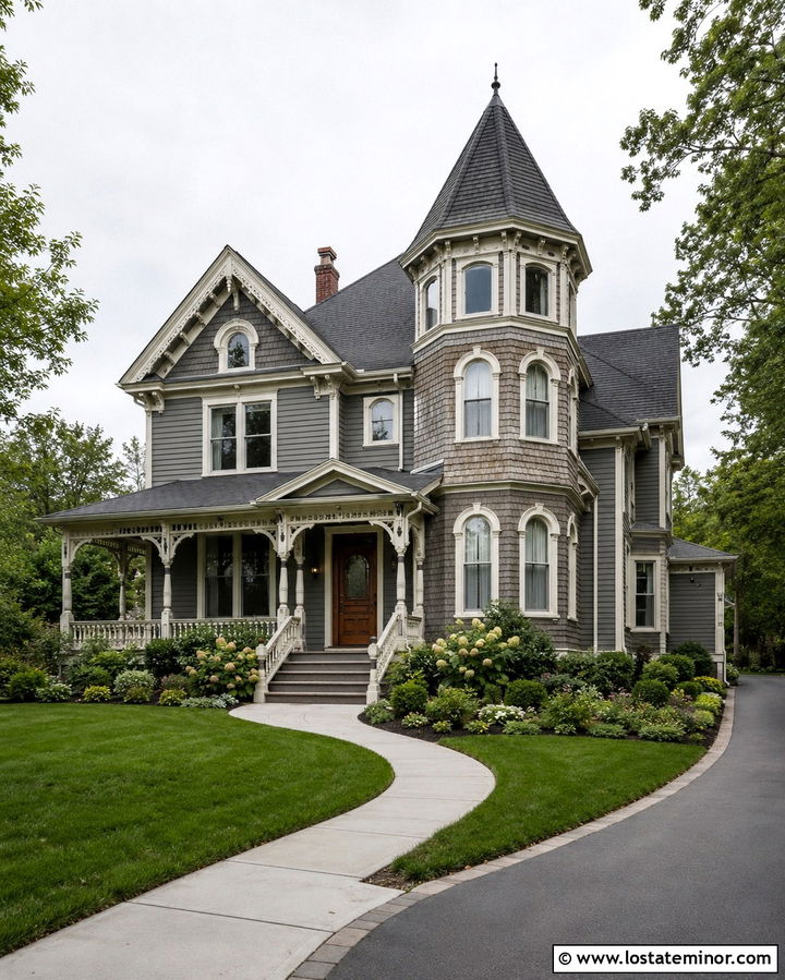 Slate Grey House With A Cedar Shake Tower - 30 Slate Grey House Design With Cedar Shake Ideas