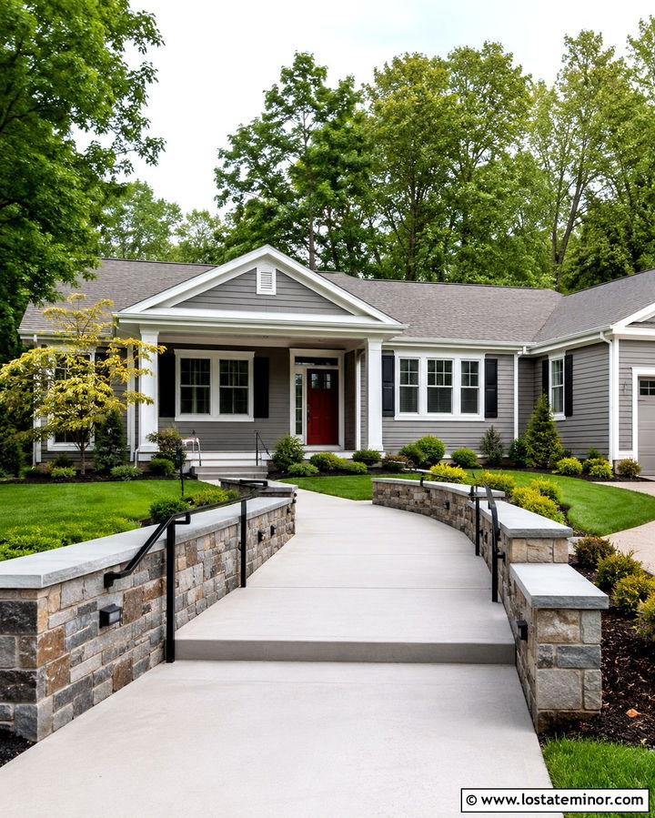 Slate Grey House With Accessible Walkway - 30 Slate Grey House Design With Walkway Ideas